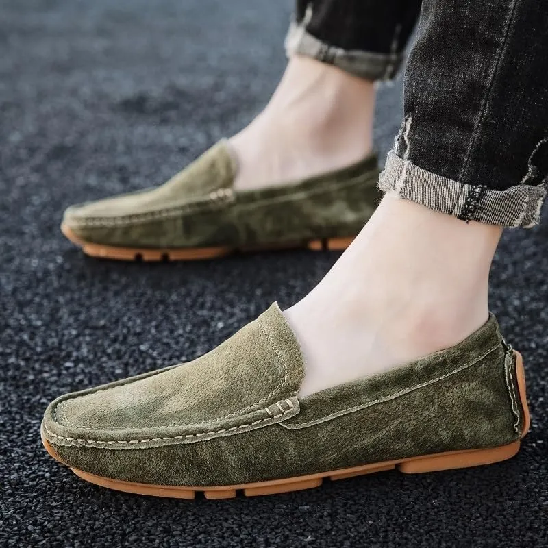 Fashion Men's Suede Genuine Leather Casual Shoes Mens Party Wedding Loafers Moccasins Men Light Comfortable Driving Flats