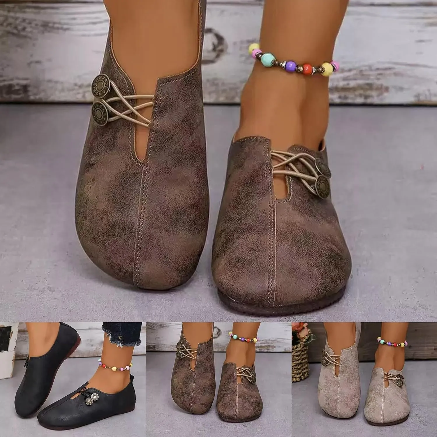 Flats Shoes for Women Dressy Comfortable Round Toe Ballet Flat Shoes Non Slip Business Work Loafer Shoes Casual Shoes
