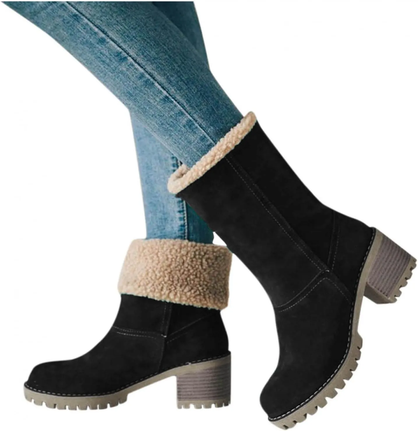Gibobby Boots for Women Winter Snow Boots Fur Lined Warm Ankle Boots Slip On Waterproof Outdoor Booties Comfortable Shoes