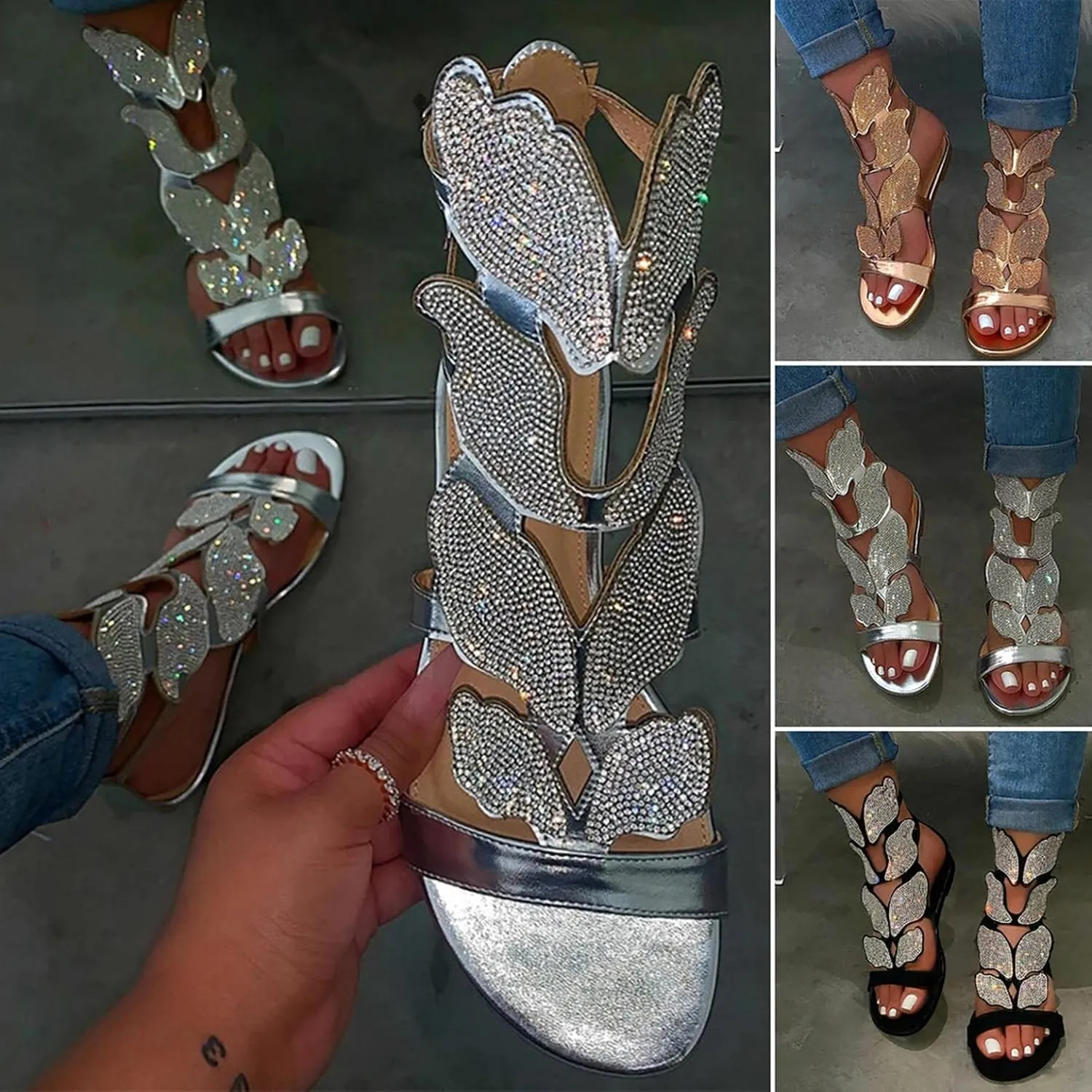 Gibobby Sandals for Women Dressy,Women Gladiator Sandals Flat,Summer Strappy Lace Up Open Toe Knee High Flat Sandal