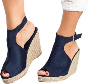 Gibobby Womens Summer Shoes,Women's Fish Mouth Espadrilles Slingback Platforms Sandals High Heel Ankle Strap Beach Shoes