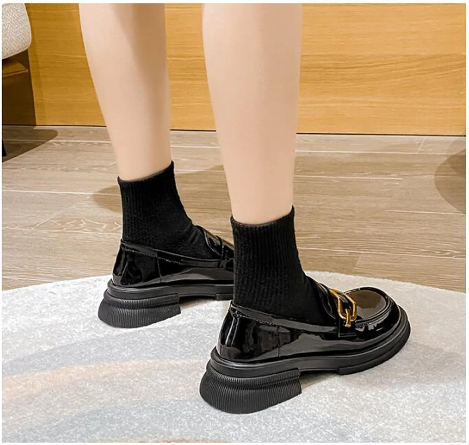 Girl's Loafers, Square Toe Soft Patent Leather Loafers Slip-on Peny Shoes, Perfect Uniform Shoes