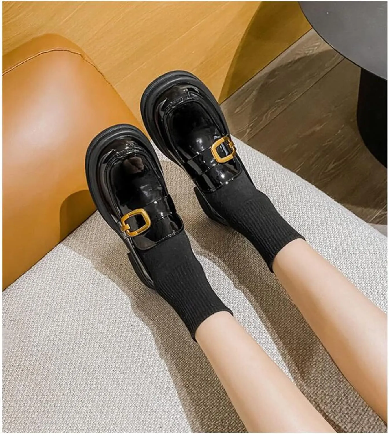 Girl's Loafers, Square Toe Soft Patent Leather Loafers Slip-on Peny Shoes, Perfect Uniform Shoes