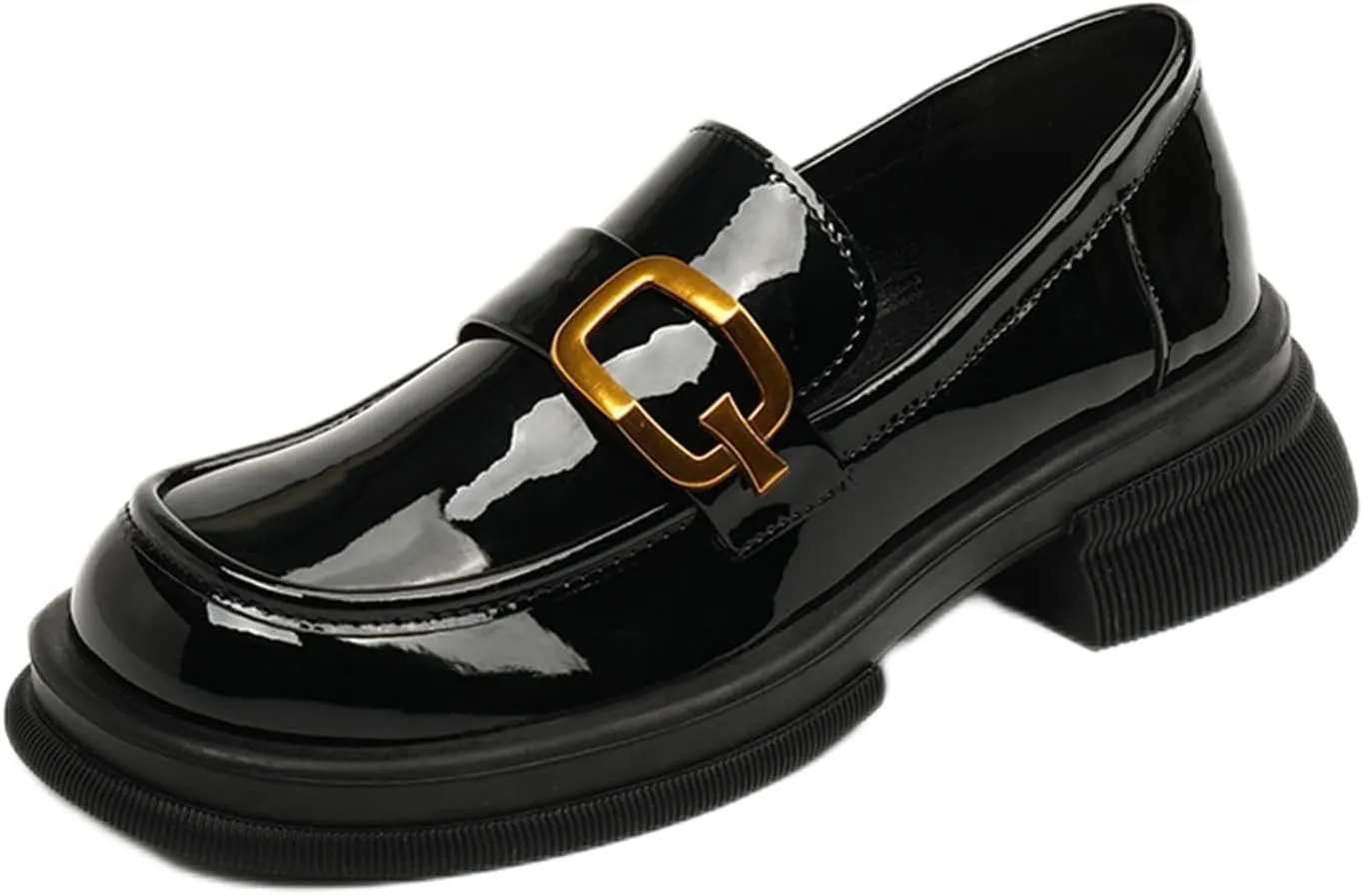 Girl's Loafers, Square Toe Soft Patent Leather Loafers Slip-on Peny Shoes, Perfect Uniform Shoes