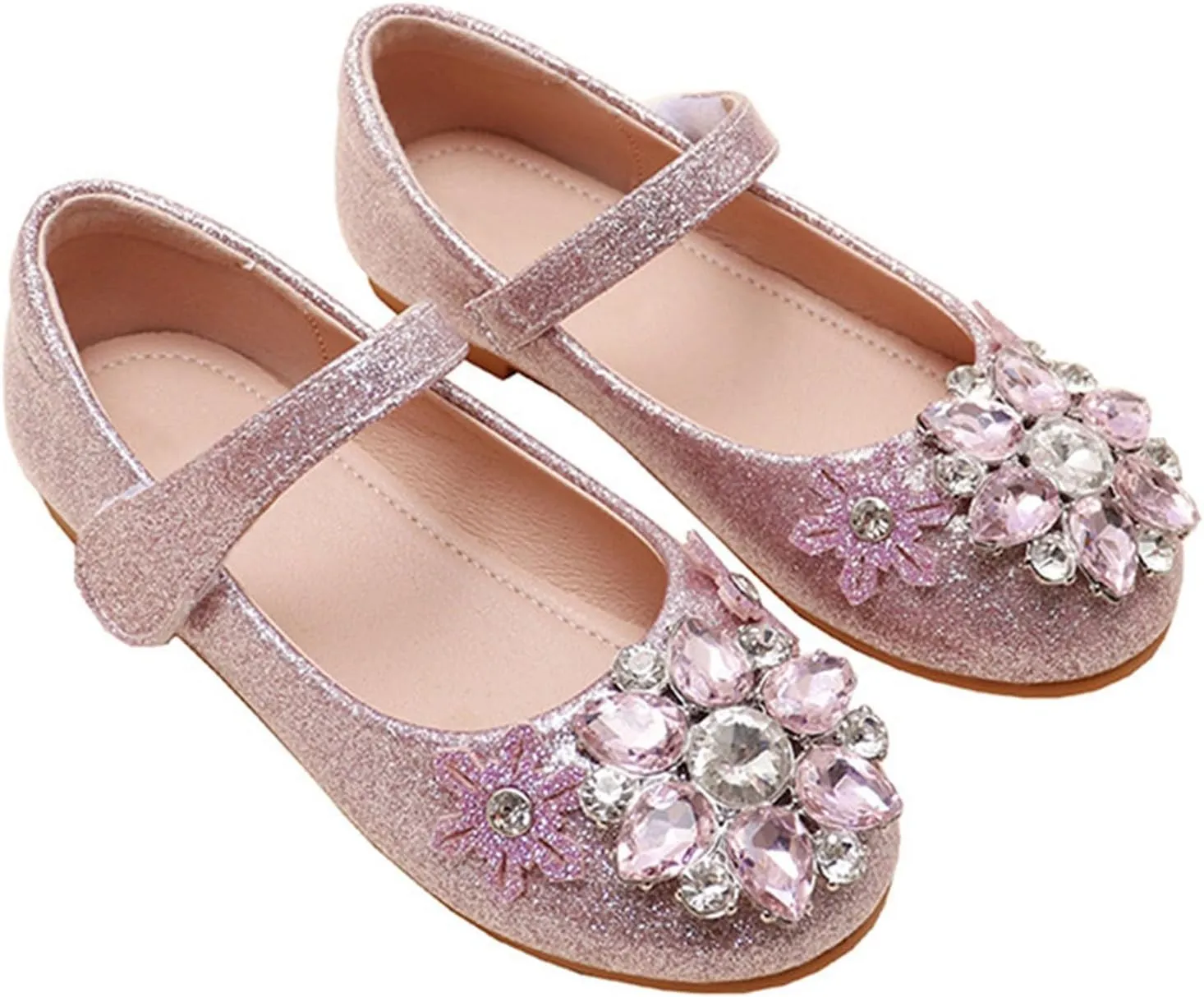 Girls' Sneakers Princess Shoes Crystal Comfortable Soft Soled Little Girls Flat Single Shoes Toddler Indoor Shoes