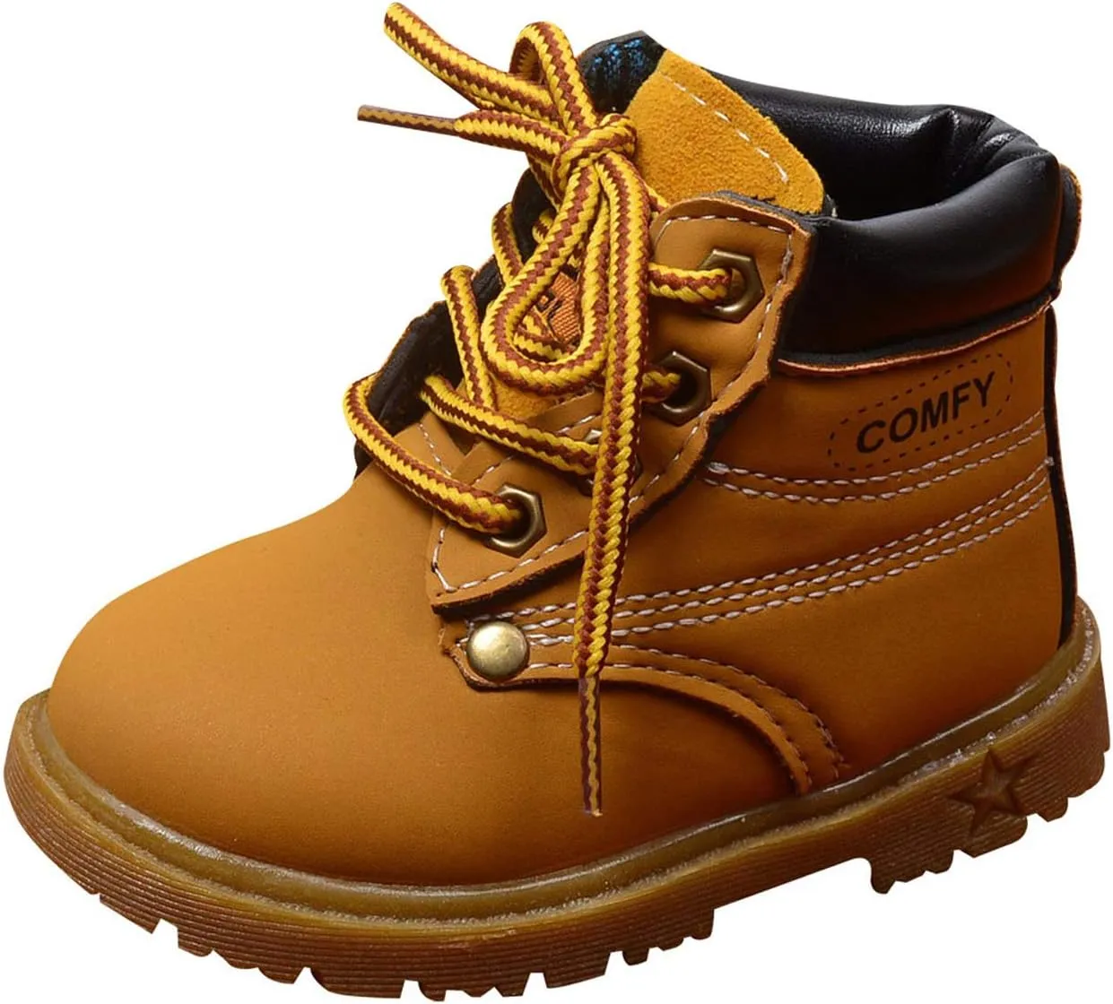 Happy Cherry Baby Winter Ankle Boots Leather Waterproof Lace Up Boots Flat Boots