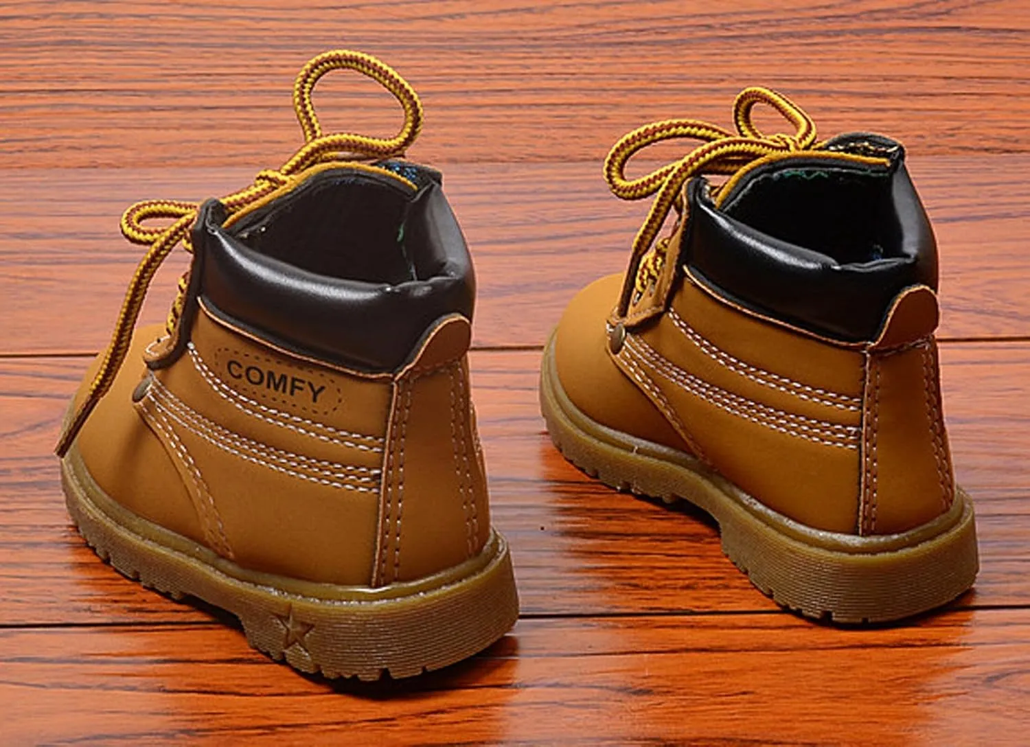 Happy Cherry Baby Winter Ankle Boots Leather Waterproof Lace Up Boots Flat Boots