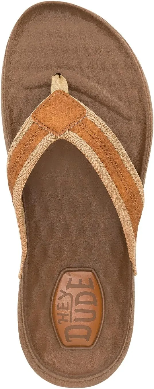 Hey Dude Men's Myers Flip Classic Black/Black | Men's Shoes | Men Slip-on Sandals | Comfortable & Light-Weight