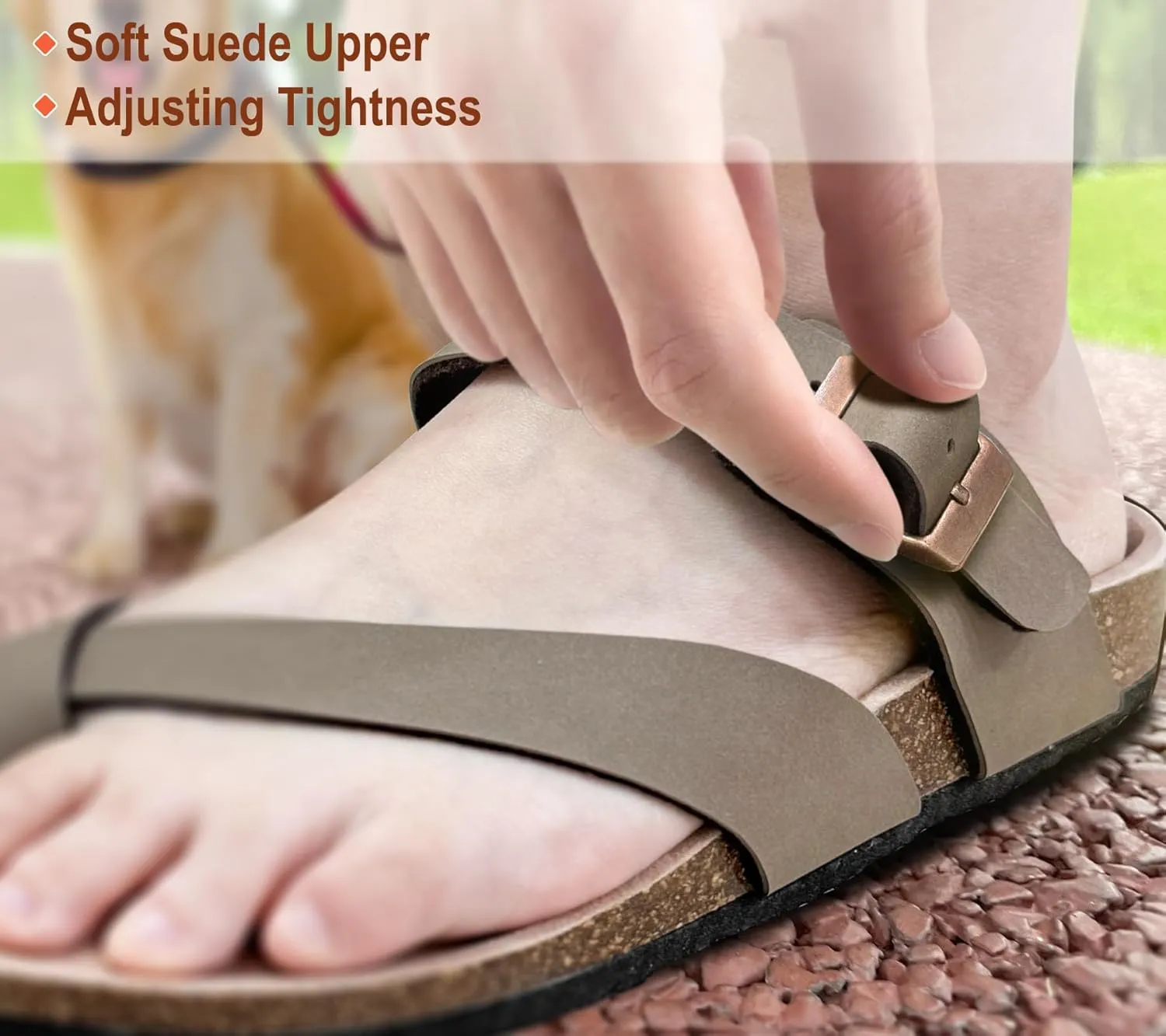 KEMISANT Women's Slide Sandals-Flip-Flops-Casual Slip-ons with Unslip Rubber Outsole and Suede Upper