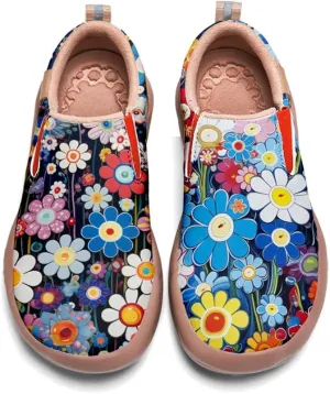 Kids Shoes Boys Girls Slip On Loafers Lightweight Soft Sole Sneaker Smiling Colorful Sunflower