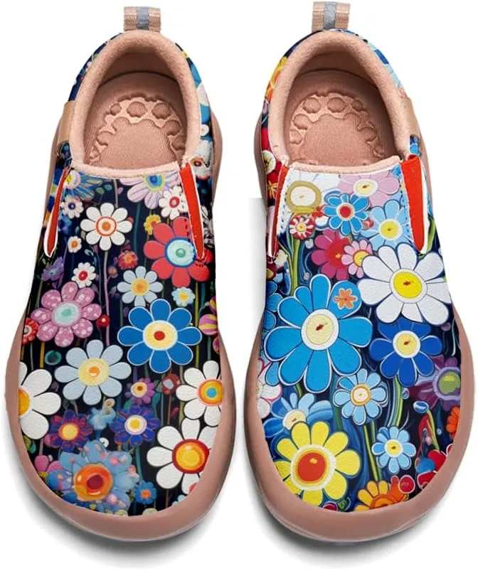 Kids Shoes Boys Girls Slip On Loafers Lightweight Soft Sole Sneaker Smiling Colorful Sunflower