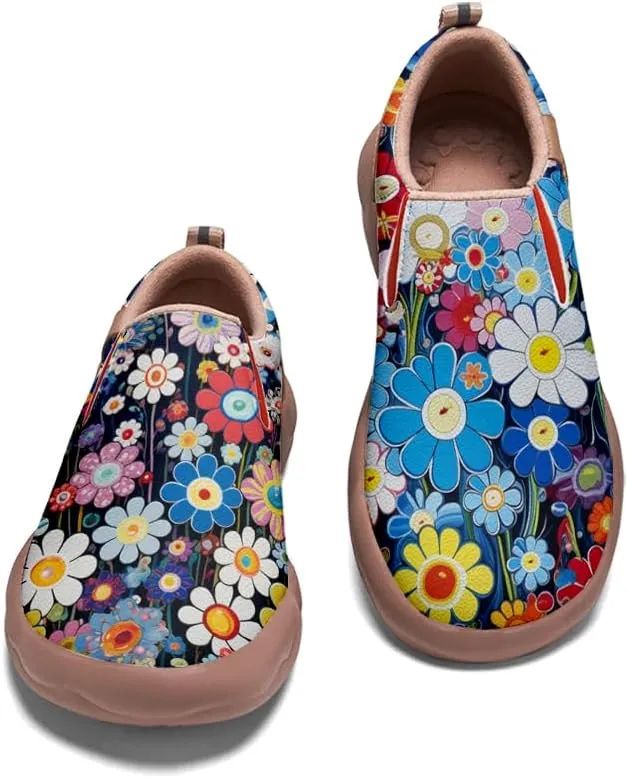 Kids Shoes Boys Girls Slip On Loafers Lightweight Soft Sole Sneaker Smiling Colorful Sunflower