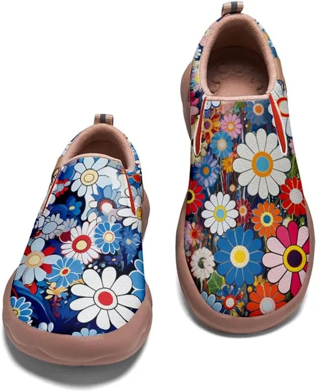 Kids Shoes Boys Girls Slip On Loafers Lightweight Soft Sole Sneaker Smiling Colorful Sunflower