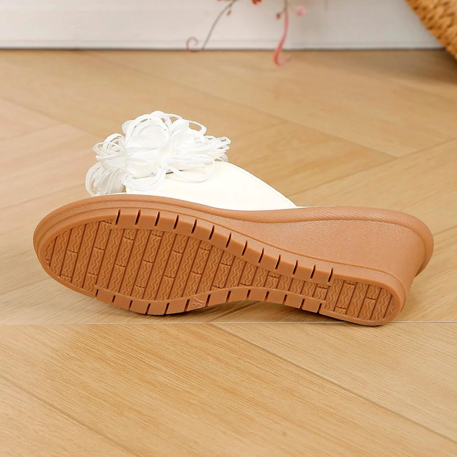 Ladies Flower Sandal Slippers Summer Slope Heel Fish Mouth Women's Casual Roman High Heel Sandal Slippers Women Slide
