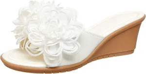 Ladies Flower Sandal Slippers Summer Slope Heel Fish Mouth Women's Casual Roman High Heel Sandal Slippers Women Slide