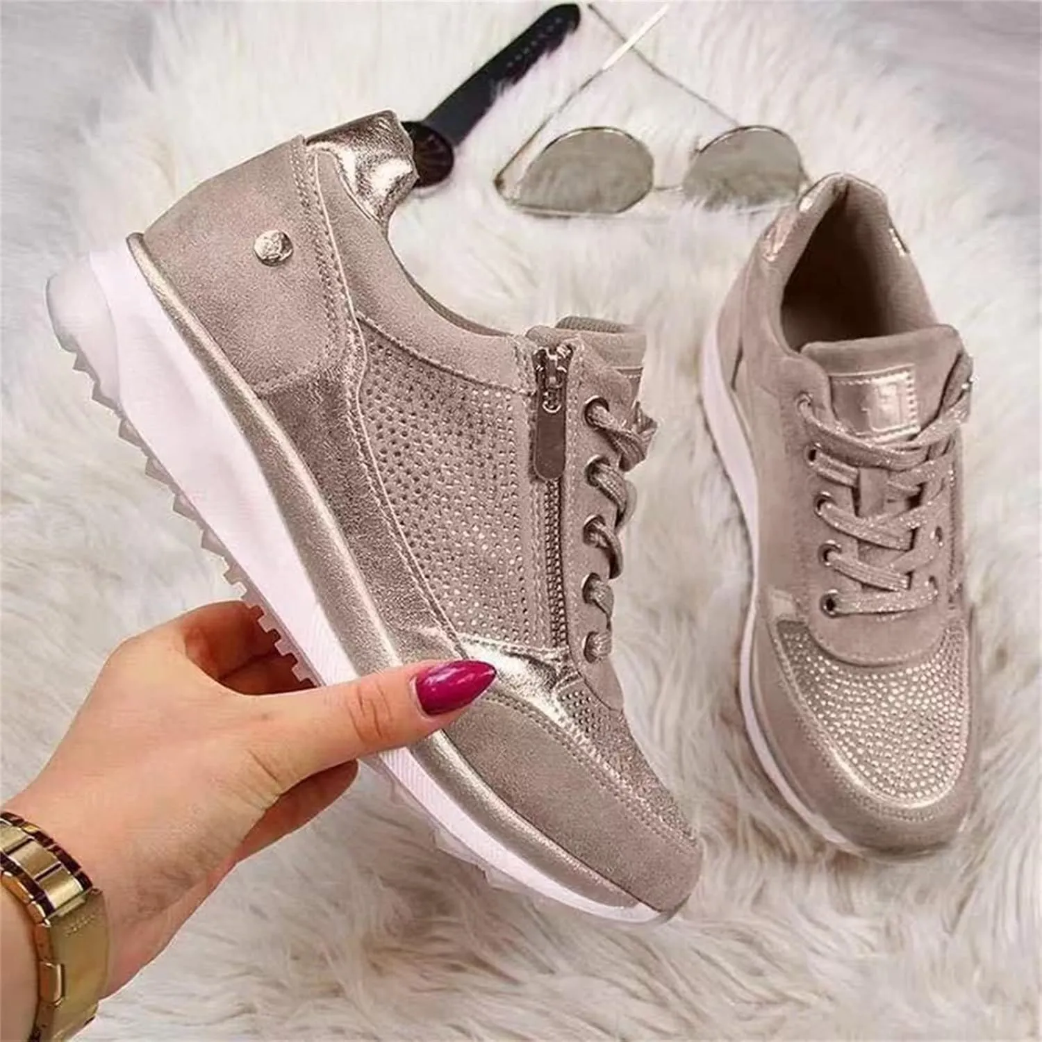 Ladmiple Shoes For Women Sneakers Slip Ons Breathe Walking Shoes Casual Fashion Non Slip Platform Running Tennis Shoes