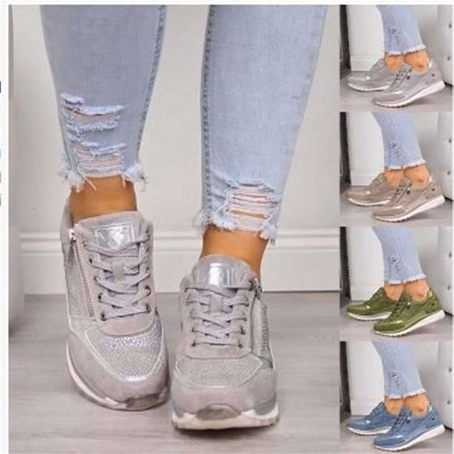 Ladmiple Shoes For Women Sneakers Slip Ons Breathe Walking Shoes Casual Fashion Non Slip Platform Running Tennis Shoes