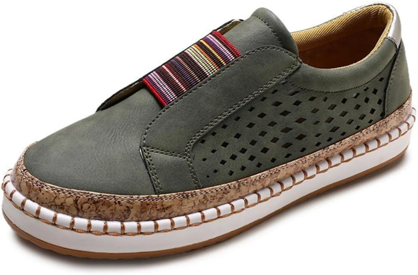 Ladmiple Sneakers For Women Slip On Wide Width Canvas Shoes Fashion Dressy Casual Summer Low Top Walking Flats Loafers