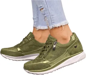 Ladmiple Sneakers For Women Walking Shoes Lace-up Classic Fashion Dressy Casual Summer Slip On Platform Flats Loafers