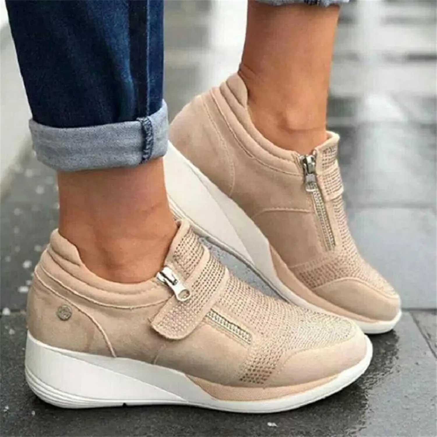 Ladmiple Sneakers For Women Walking Shoes Lace-up Classic Fashion Dressy Casual Summer Slip On Platform Flats Loafers