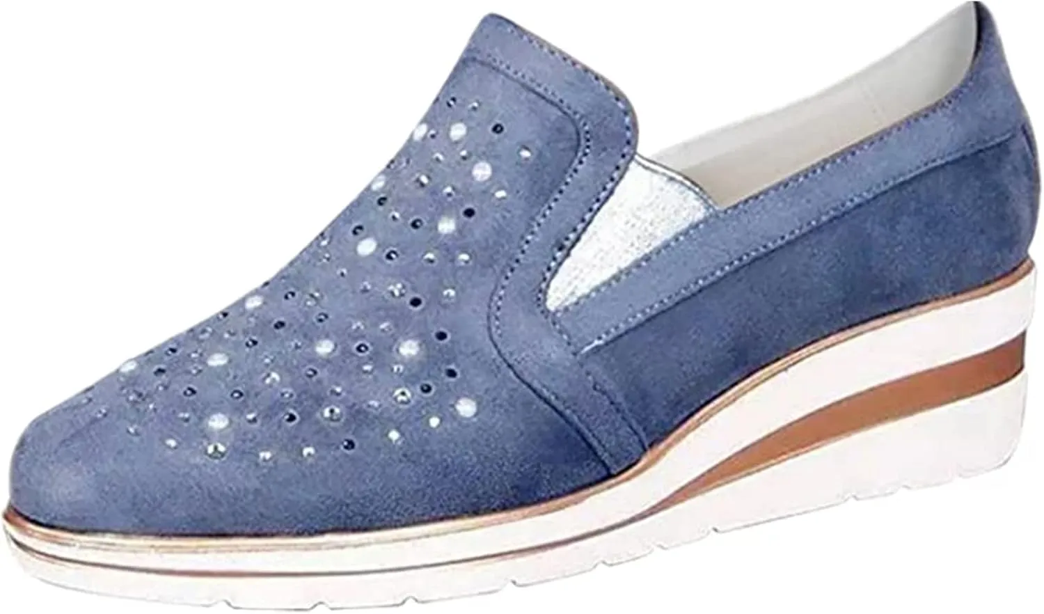 Ladmiple Sneakers For Women Walking Shoes Wide Width Slip On Glitter Shoes Dressy Casual Summer Sparkly Flats Loafers