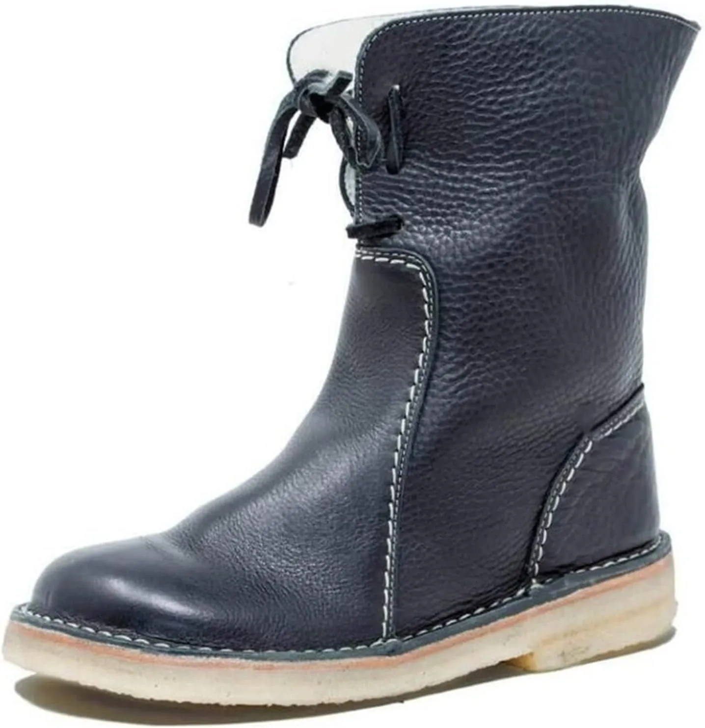 Ladmiple Snow Boots For Women Wide Width Warm Fur Lined Winter Boots Outdoor Short Ankle Booties Lace Up Combat Shoes