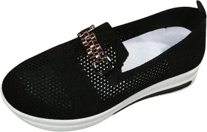 Ladmiple Walking Shoes Women Slip On Lightweight Casual Sneakers Mesh Comfortable Loafers Slip Resistant Soft Work Shoes