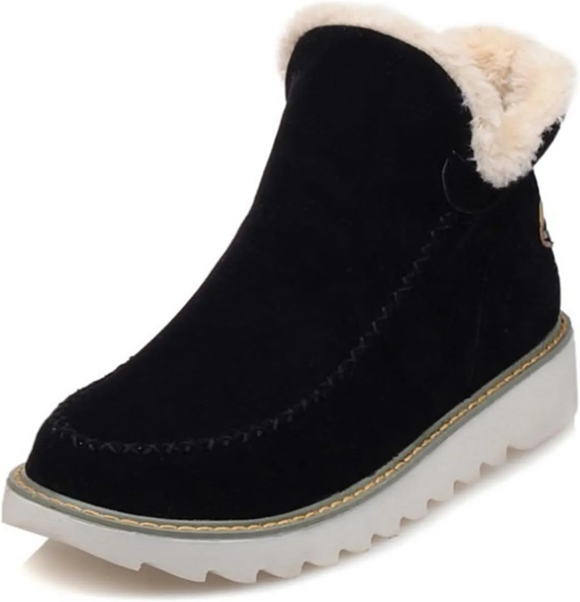 Ladmiple Winter Boots For Women 2024 Warm Fur Lined Snow Ankle Boots Outdoor Short Booties Fashion Slip On Walking Shoes