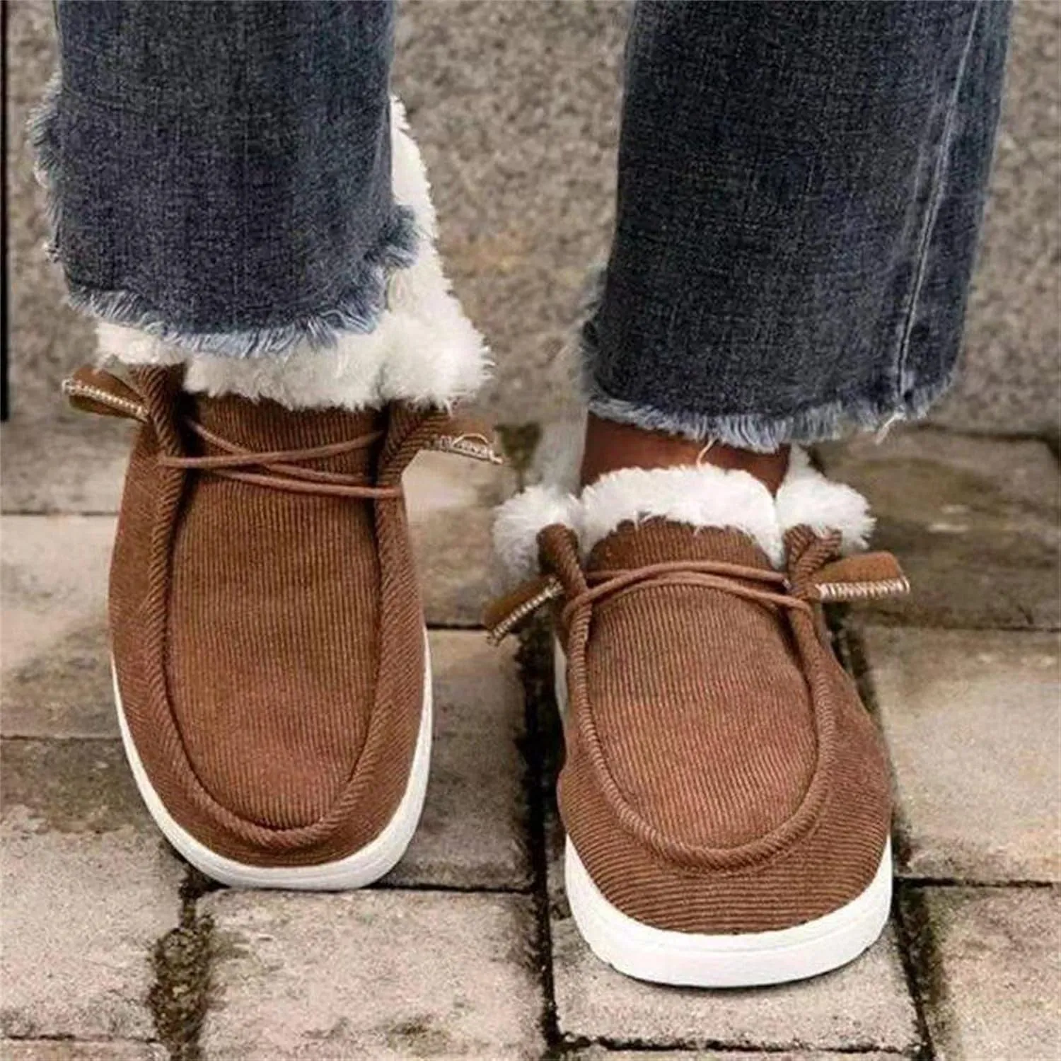 Ladmiple Winter Boots For Women Fashion Casual Slip-on Warm Loafers Shoes Faux Fur-Lined Comfortable Snow Ankle Booties