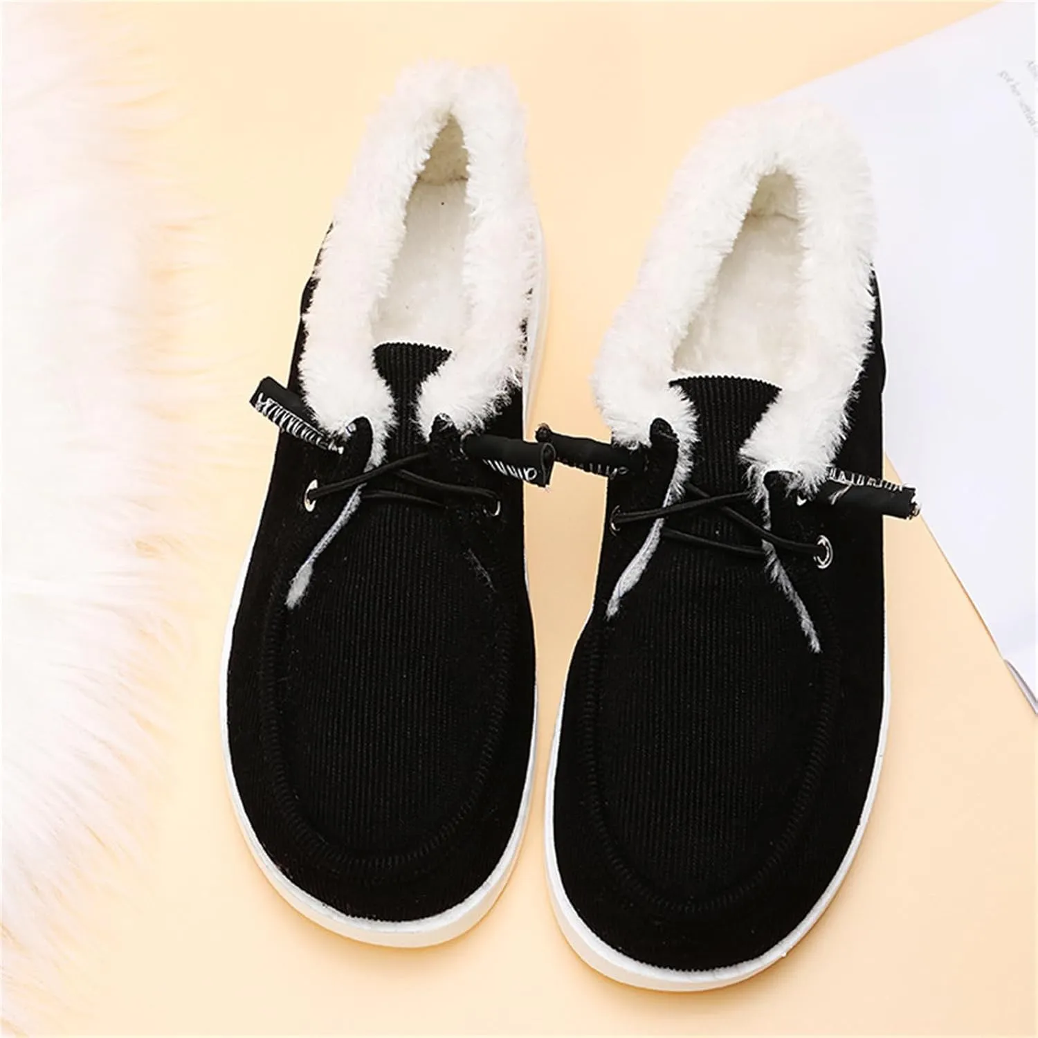 Ladmiple Winter Boots For Women Fashion Slip On Warm Snow Ankle Booties Fur Lined Outdoor Comfortable Walking Shoes
