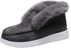 Ladmiple Winter Boots For Women Fashion Snow Boots Classic Faux Fur Lined Slip On Ankle Booties Casual Warm Walking Shoes