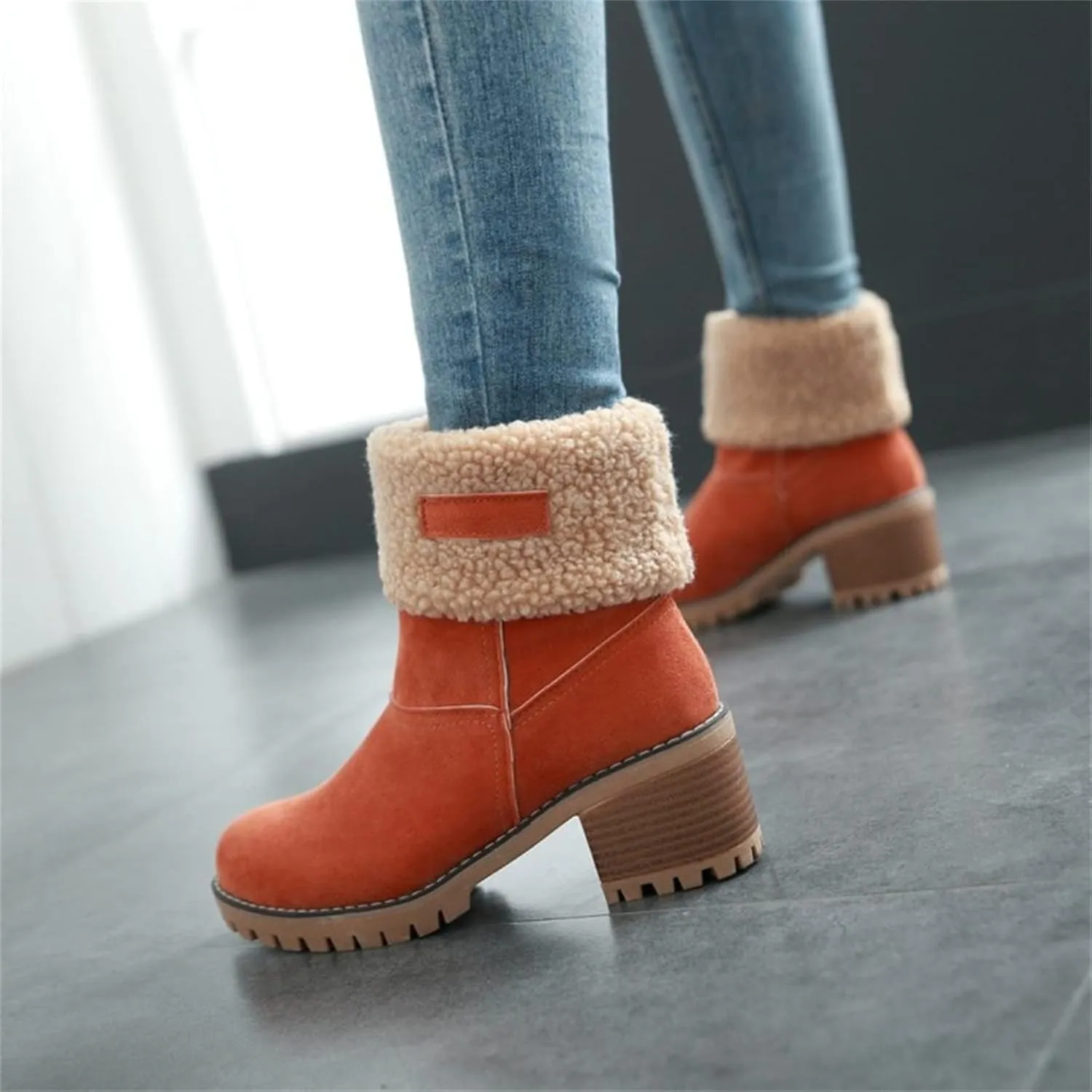 Ladmiple Winter Boots For Women Fashion Snow Boots Mid Calf Anti-slip Outdoor Warm Fur Lined Slip On Short Booties 2024