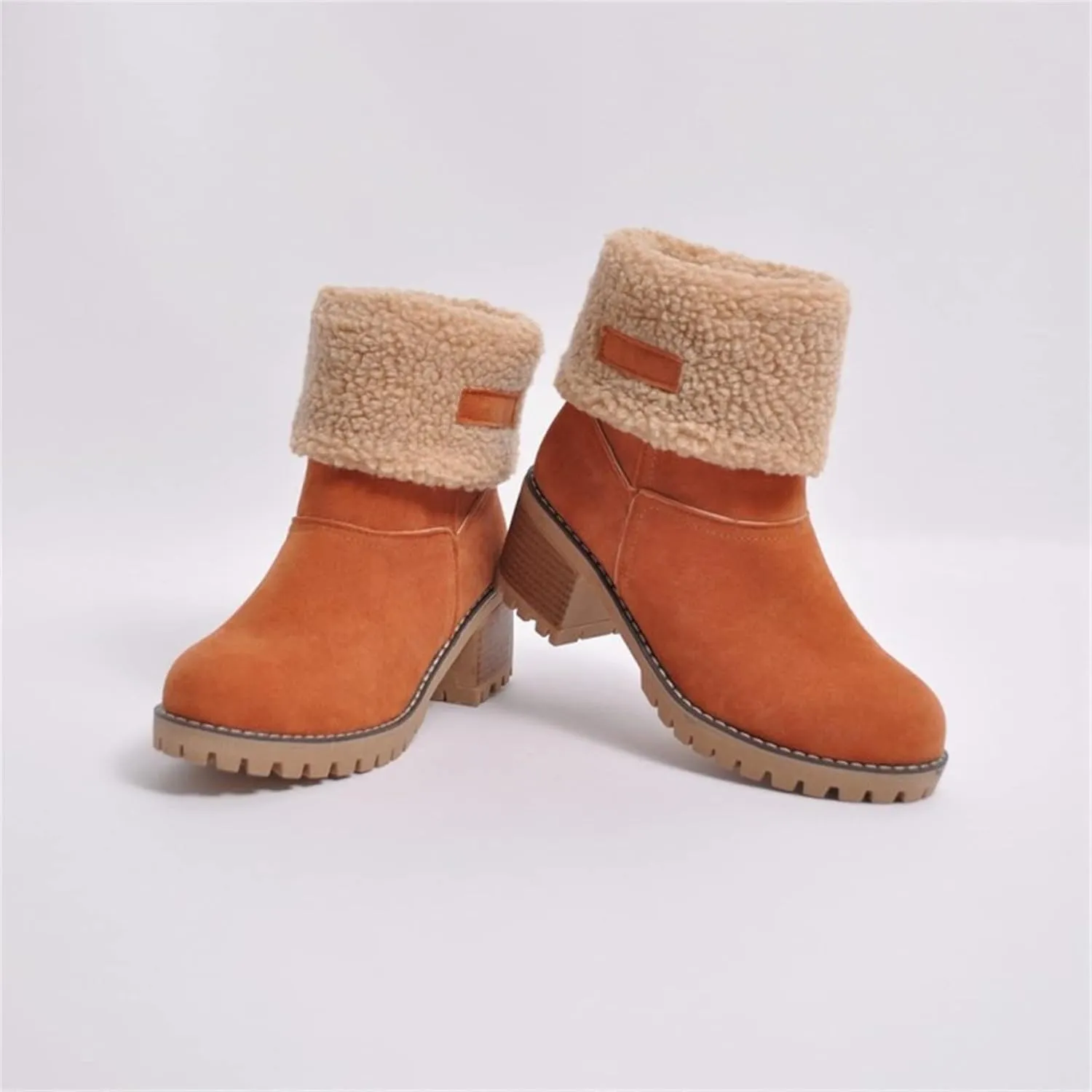 Ladmiple Winter Boots For Women Fashion Snow Boots Mid Calf Anti-slip Outdoor Warm Fur Lined Slip On Short Booties 2024