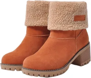 Ladmiple Winter Boots For Women Fashion Snow Boots Mid Calf Anti-slip Outdoor Warm Fur Lined Slip On Short Booties 2024