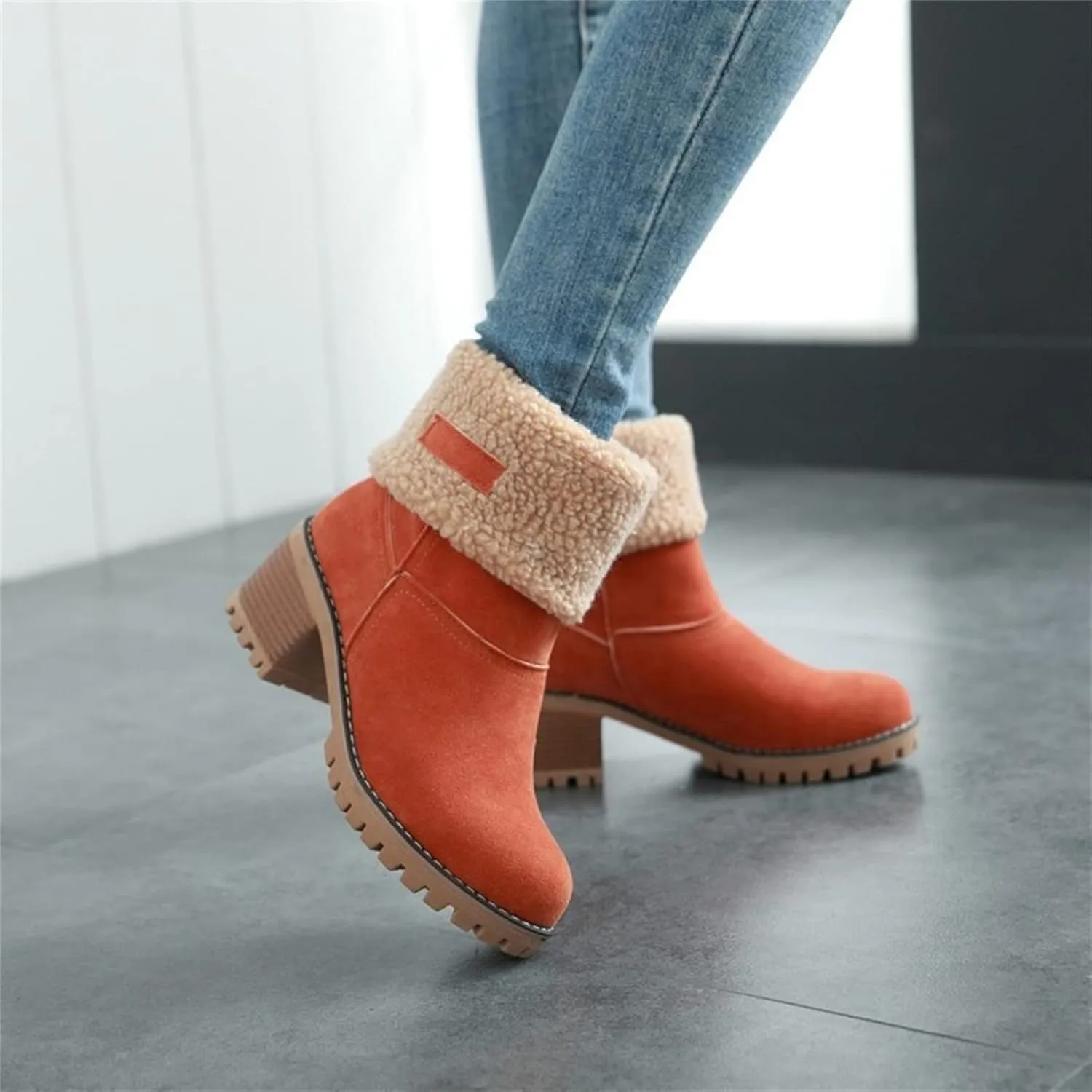 Ladmiple Winter Boots For Women Fashion Snow Boots Mid Calf Anti-slip Outdoor Warm Fur Lined Slip On Short Booties 2024