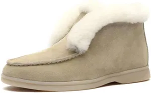 Ladmiple Winter Boots For Women Wide Width Snow Boots with Fur Lined Warm Slip On Ankle Booties Comfortable Walking Shoes