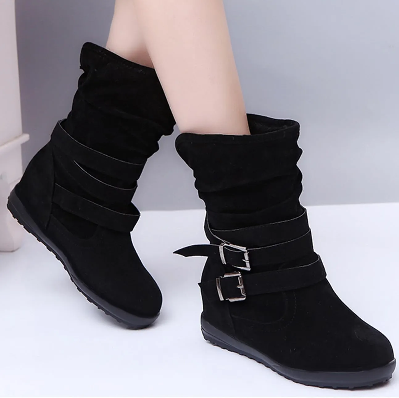 Ladmiple Winter Boots For Women Wide Width Warm Fur Lined Snow Ankle Booties Fashion Comfortable Slip On Walking Shoes
