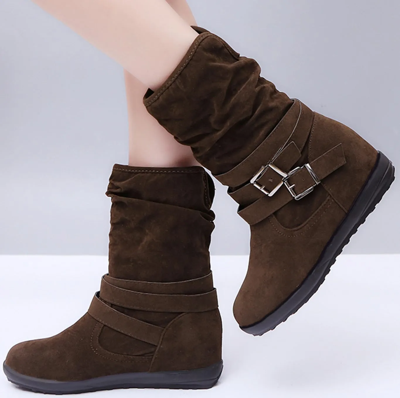 Ladmiple Winter Boots For Women Wide Width Warm Fur Lined Snow Ankle Booties Fashion Comfortable Slip On Walking Shoes