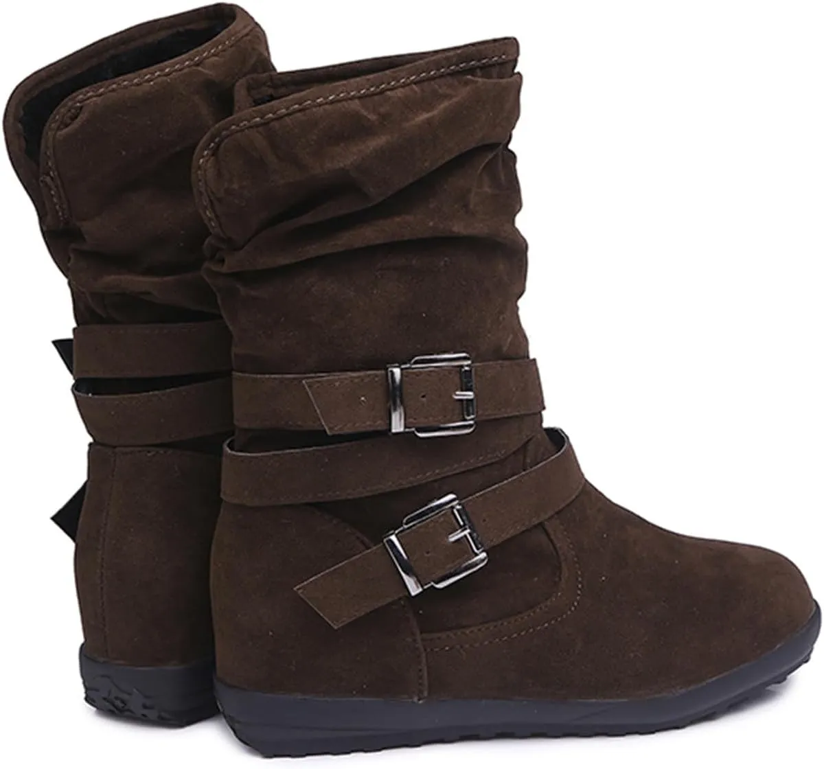 Ladmiple Winter Boots For Women Wide Width Warm Fur Lined Snow Ankle Booties Fashion Comfortable Slip On Walking Shoes
