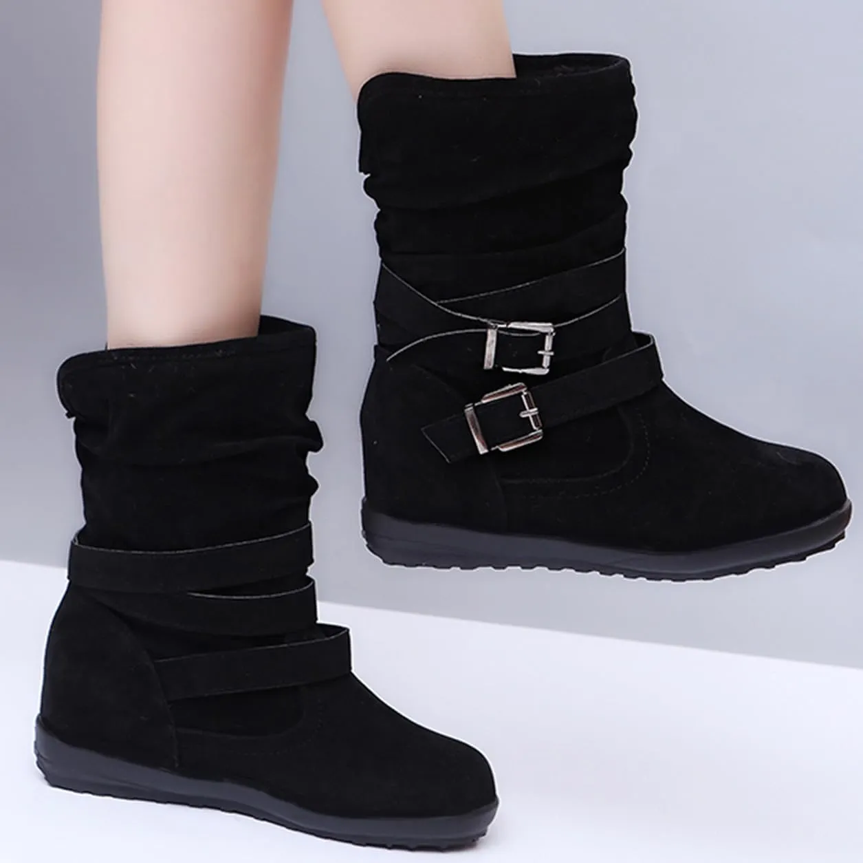 Ladmiple Winter Boots For Women Wide Width Warm Fur Lined Snow Ankle Booties Fashion Comfortable Slip On Walking Shoes