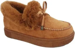 Ladmiple Winter Boots For Women With Fur Lined Casual Slip-on Warm Loafers Shoes Comfort Lightweight Snow Ankle Booties