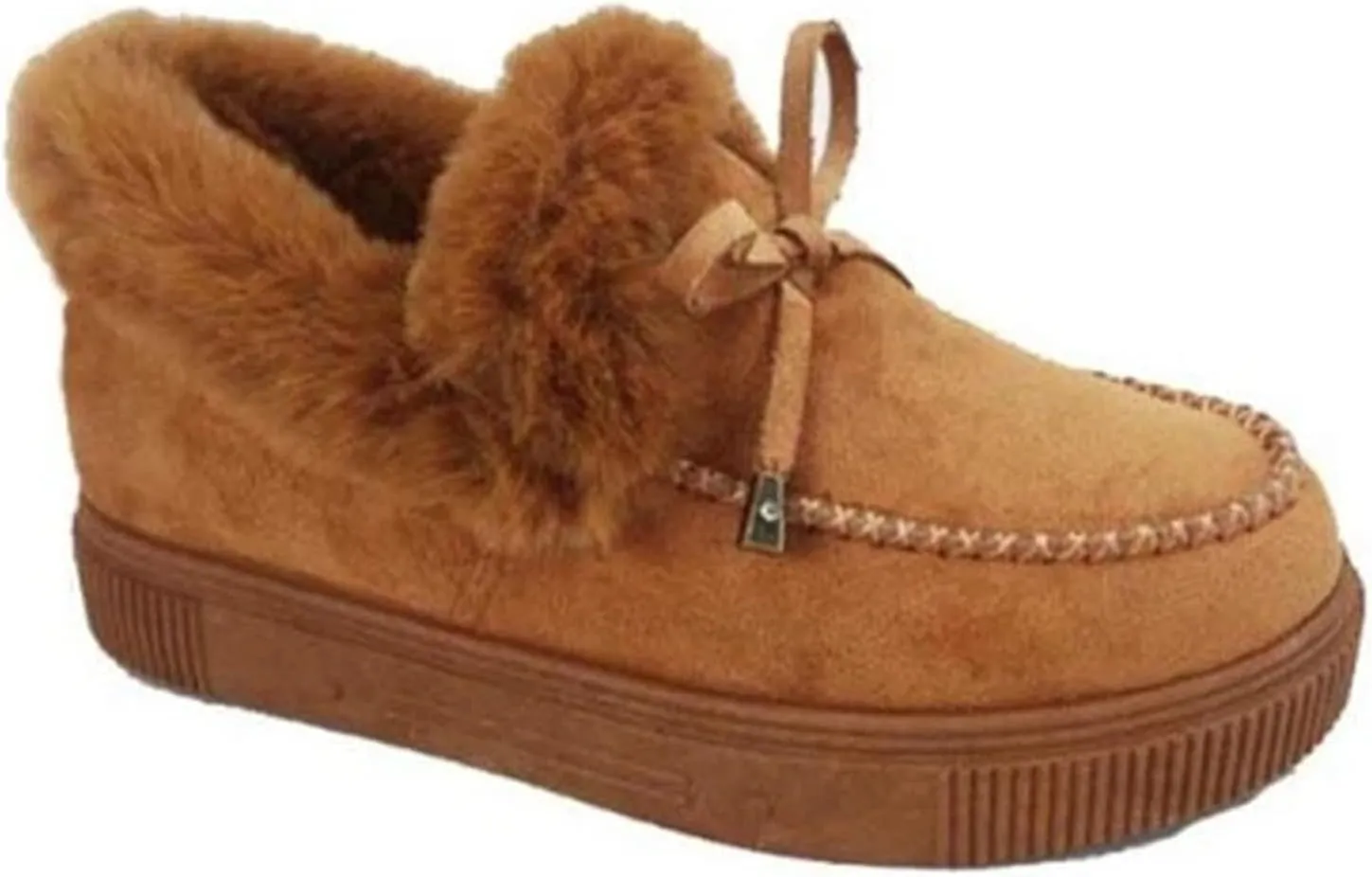 Ladmiple Winter Boots For Women With Fur Lined Casual Slip-on Warm Loafers Shoes Comfort Lightweight Snow Ankle Booties