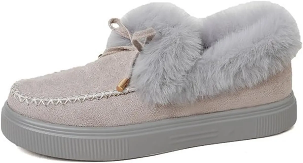 Ladmiple Winter Boots For Women With Fur Lined Snow Boots Classic Fashion Warm Outdoor Comfort Slip On Ankle Booties