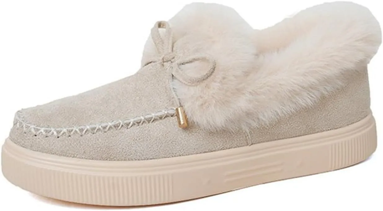 Ladmiple Winter Boots For Women With Fur Lined Snow Boots Classic Fashion Warm Outdoor Comfort Slip On Ankle Booties