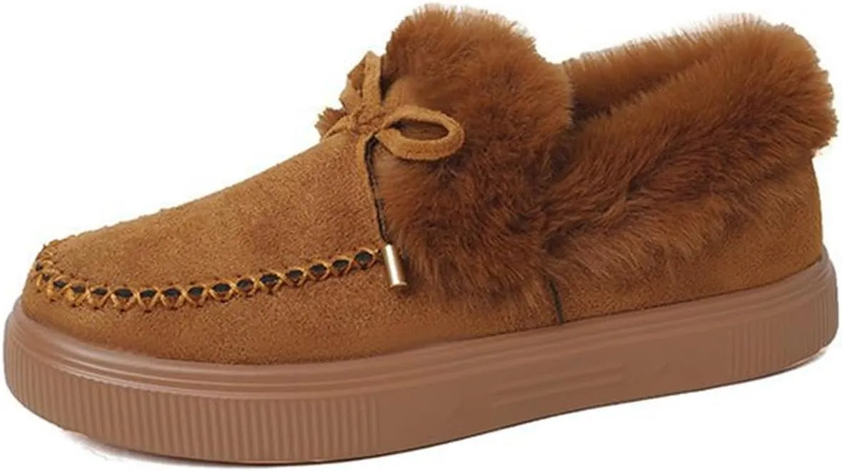 Ladmiple Winter Boots For Women With Fur Lined Snow Boots Classic Fashion Warm Outdoor Comfort Slip On Ankle Booties