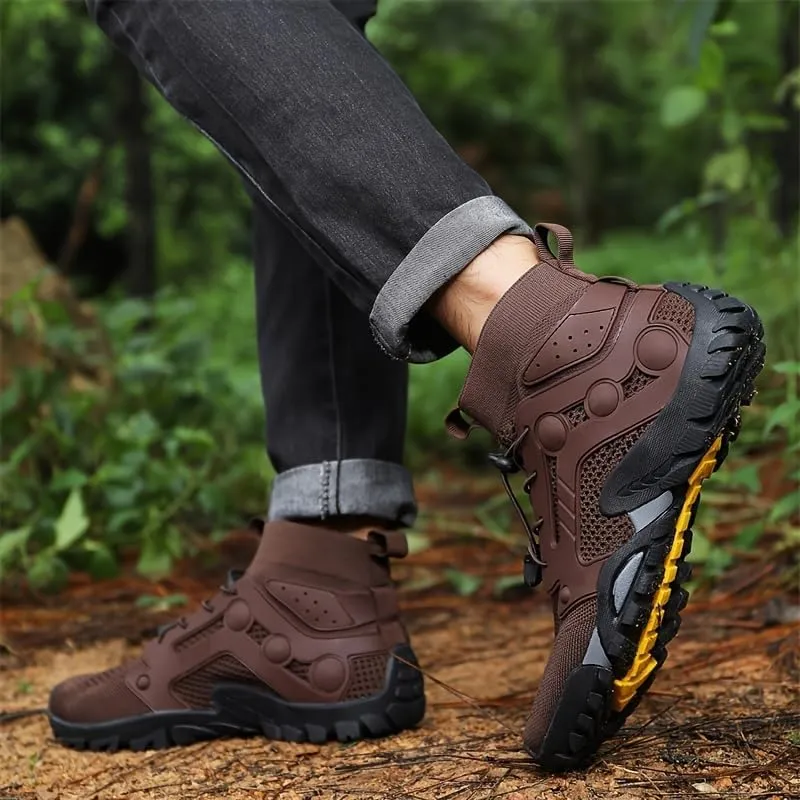 Large Size Men's Stylish high top Durable Hiking Boots, Comfortable Non-Slip lace-up Shoes, Suitable for Men's Outdoor Activities Sports Shoes