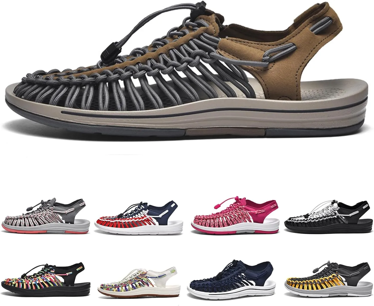 Large Size Unisex Rope Sport Sandals Men's Fisherman Shoes Women's Hand-Woven Shoes Comfortable Couple Lightweight Beach Sandals