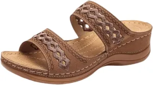 Lausiuoe Orthopedic Sandals For Women Dressy Arch Support Slides Slippers Comfort Orthotic Flip Flops for Plantar Fasciitis