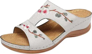 Lausiuoe Orthopedic Sandals For Women Elegant Comfortable Plantar Fasciitis Arch Support Open Toe Orthotic Slides Flip Flops
