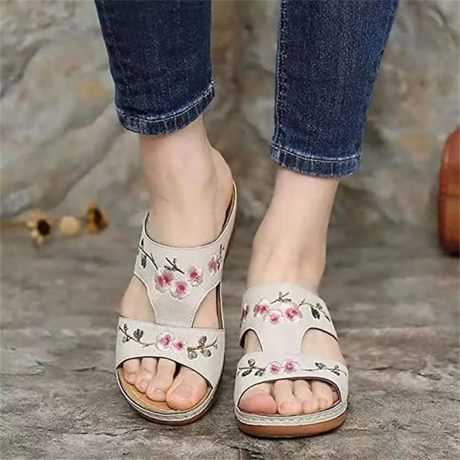 Lausiuoe Orthopedic Sandals For Women Elegant Comfortable Plantar Fasciitis Arch Support Open Toe Orthotic Slides Flip Flops
